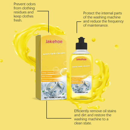 Nettoyant pour Machine à Laver JAKEHOE – Nettoyage en Profondeur Anti-Odeurs et Anti-Bactérien | Élimine la Saleté et le Calcaire | Formule Écologique, Fraîcheur Durable – 100 ml