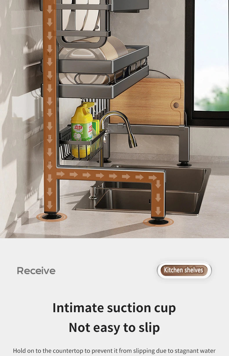 Kitchen Sink Dishwashing Double Layers Tablewares Storage Shelf Multi-functional Dish Drainer Countertop Organizer Accessories