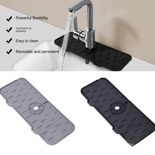 Dish Drainer Sink Mat Kitchen Faucet Splash Guard Drain Rack Countertop Protector Foldable Silicone Bathroom Sinks Sponge Home
