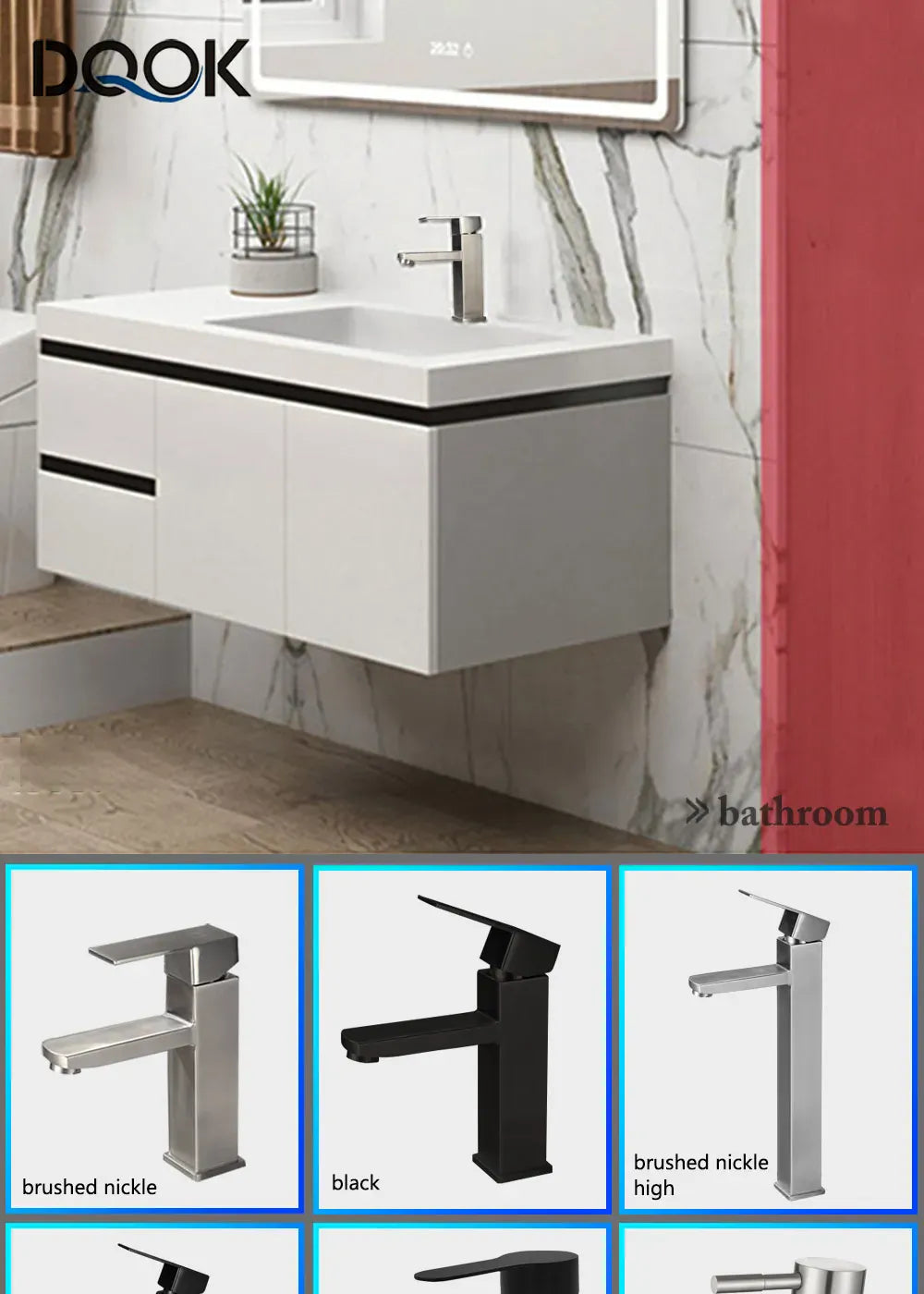 Basin Sink Bathroom Faucet Deck Mounted Hot Cold Water Basin Mixer Taps Matte Black Lavatory Sink Tap Crane（hose not  include）