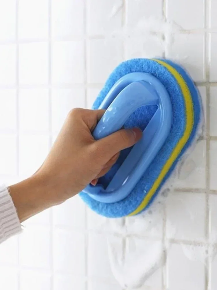 Household Bathroom Tools Handle Sponge Brush To Clean Bathtub Tile Cleaner Blue Soft Magic Sponge Eraser Kitchen Supplies