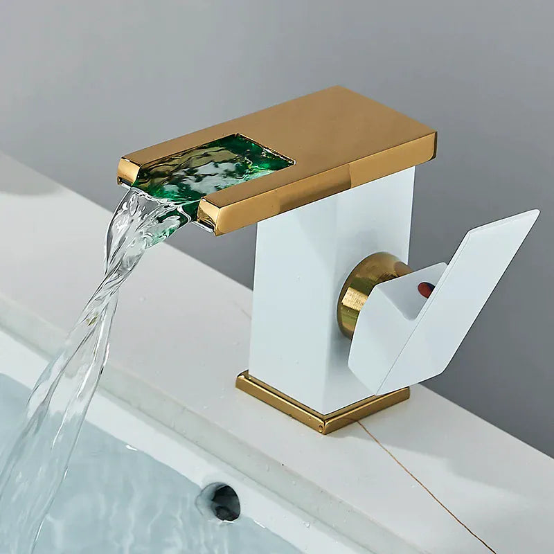 Luxury LED Black Basin Faucet Tall And Short Tap Bathroom Single Handle Cold and Hot Water Flow Produces Electricity