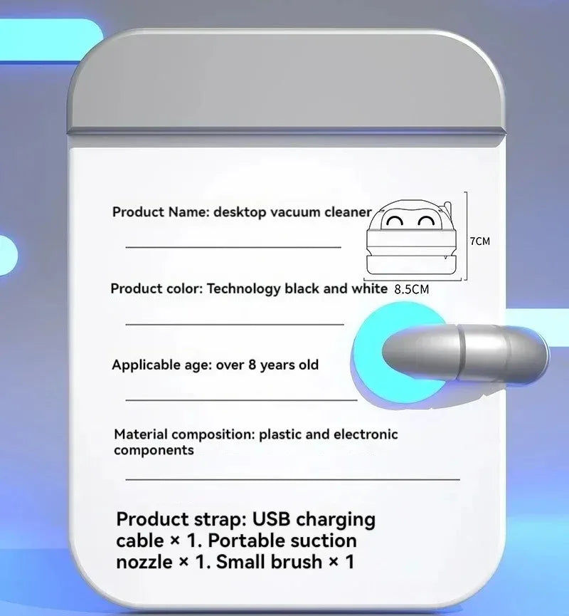 Table Vacuum Cleaner Mini Desktop Dust Vacuum With Detachable Nozzle USB Rechargeable Wireless Car Vacuum Cleaner Cleaning Tools