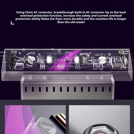 Commercial Electric Fryer - Single Cylinder Large Capacity Fryer for French Fries and Dough Sticks