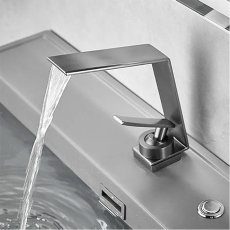Washbasin Hot and Cold Faucet, Brass Minimalist Washbasin, Waterfall Style Bathroom, Household Washbasin Faucet