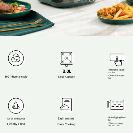 Friteuse à air chaud et four combinés 220 V AUX : multifonctionnels, entièrement automatiques, sans huile, faciles à nettoyer.