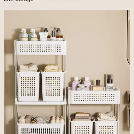Laundry Storage Cart Classification Handheld Washing Rack Breathable Mesh Layered Washing Rack Bathroom Dirty Clothes Basket - E-menage