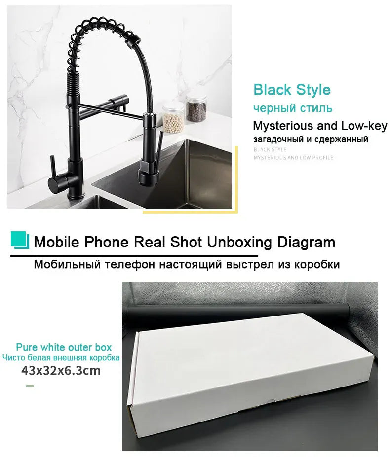 GEGVE Kitchen Faucets Removable taps Brush Brass faucet Water hydrant robinet for kitchen accessories Pull Out Spout Hot Cold