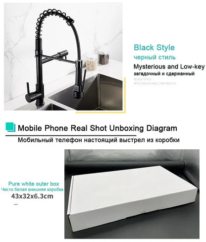 GEGVE Kitchen Faucets Removable taps Brush Brass faucet Water hydrant robinet for kitchen accessories Pull Out Spout Hot Cold