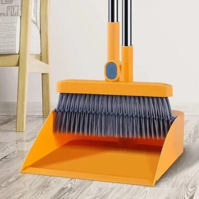 Household Broom Dustpan Combo Set Soft Bristle Broom Strips Nonstick Hair Folding Storage Not Taking Up Space