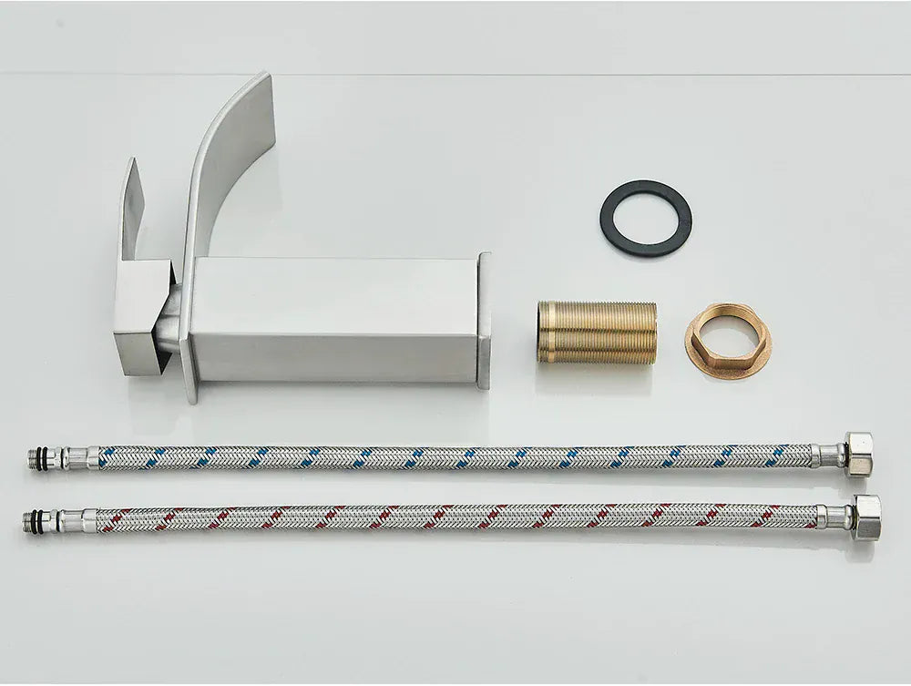 Brushed Golden Basin Faucets Elegant Waterfall Bathroom Sink Faucet Single Lever Hole Deck Mount Brass  Mixer Taps