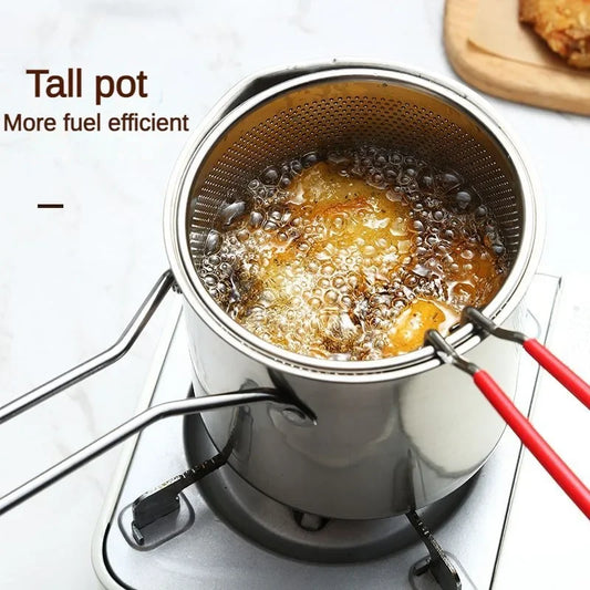 Japanese Stainless Steel Deep Fryer With Filter Basket (1–2L)