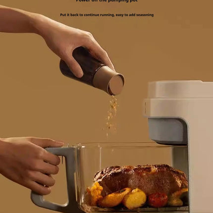 Friteuse à air chaud 1200 W avec panier en verre transparent - Four multifonction sans retournement, poignée isolante, 8 modes de cuisson, usage domestique