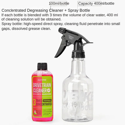 Nettoyant Chaîne de Vélo Puissant – Dégraissant Professionnel Concentré 100/350 ml | Spray Nettoyant Transmission, Cassette, Plateau & Dérailleur | Anti-Rouille, Anti-Usure