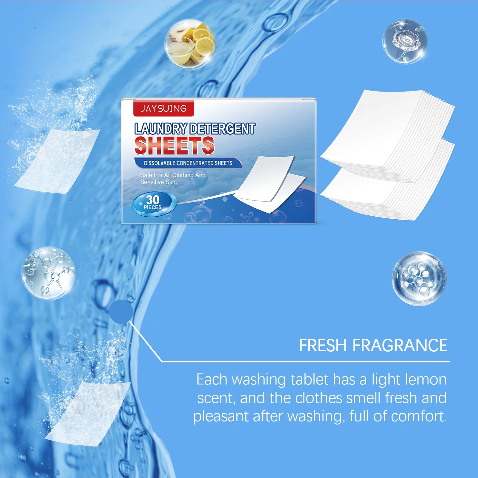 Lot de 60 lessives portables, puissantes, nettoyantes et détachantes - E-menage