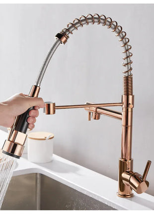 GEGVE Kitchen Faucets Removable taps Brush Brass faucet Water hydrant robinet for kitchen accessories Pull Out Spout Hot Cold