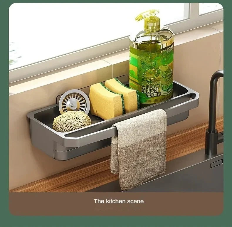 Drain Rack Kitchen Sink Organizer Self-draining Shelf Sponge Holder Dishcloth Soap Drainer Kitchen Gadgets Kitchen Accessories