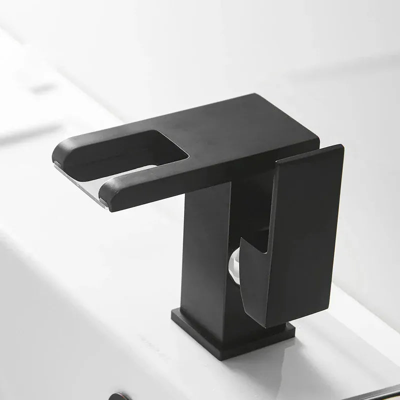 Luxury LED Black Basin Faucet Tall And Short Tap Bathroom Single Handle Cold and Hot Water Flow Produces Electricity