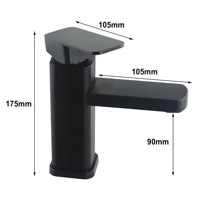Bathroom Faucet Hot Cold Mixer Tap Deck Mounted Bathroom Basin Faucets Black Square Washbasin Sink Bathtub hot cold water Crane