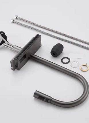 Waterfall Kitchen Faucet Temperature Display For Hot and Cold Water Pull Out Deck Mounted Sink Tap