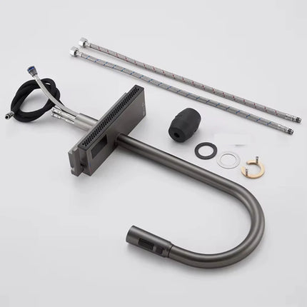 Robinet de cuisine cascade avec affichage de la température de l'eau chaude et froide, robinet extractible pour évier sur plage