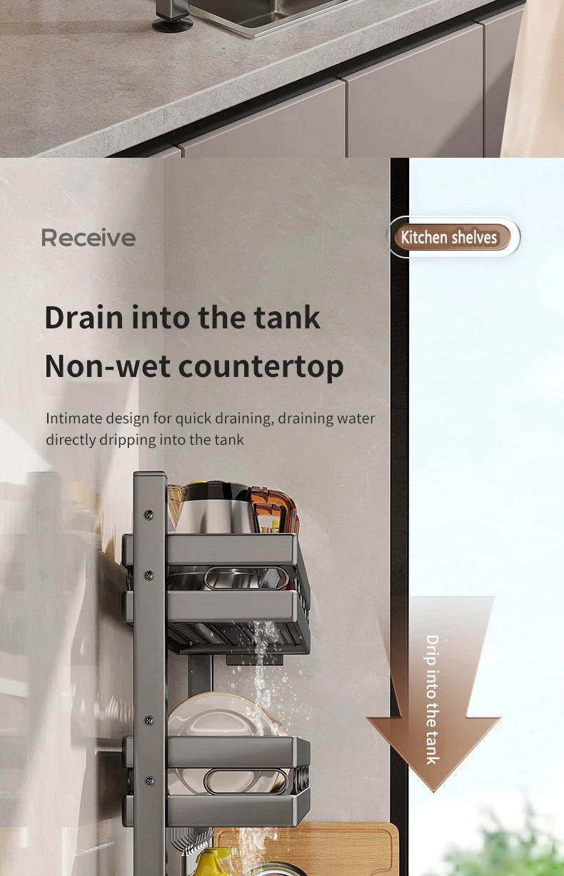 Kitchen Sink Dishwashing Double Layers Tablewares Storage Shelf Multi-functional Dish Drainer Countertop Organizer Accessories