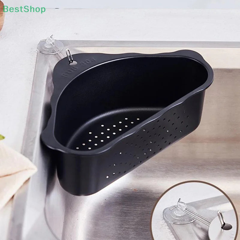 💕Stainless Steel Kitchen Sink Triangular Drainer Basket, Vegetable Washing Basin Water Filter Storage Rack