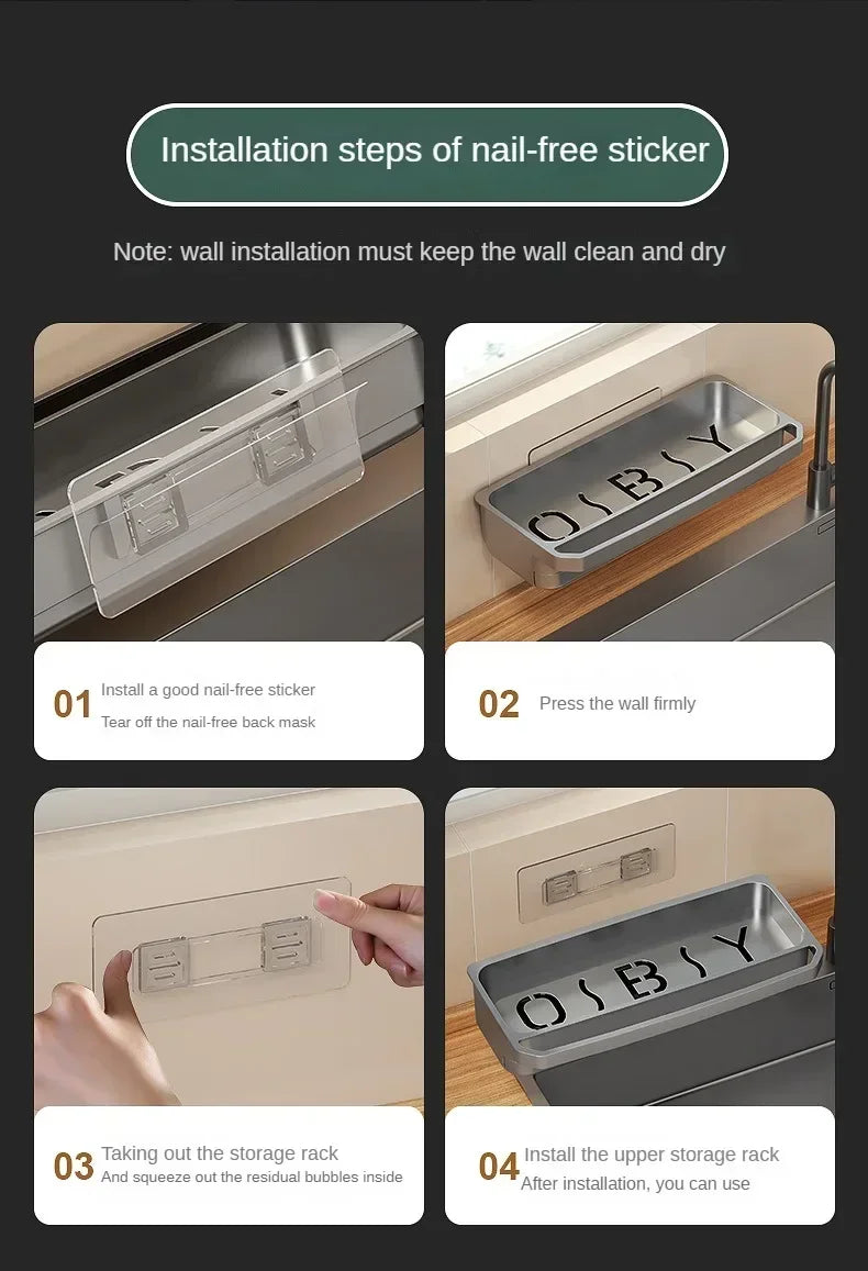 Drain Rack Kitchen Sink Organizer Self-draining Shelf Sponge Holder Dishcloth Soap Drainer Kitchen Gadgets Kitchen Accessories