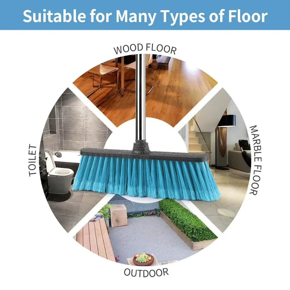 Floor Cleaning Broom with Adjustable Long Handle Stiff Bristle Grout Brooms Scrubber for Cleaning Bathroom, Kitchen,courtyard