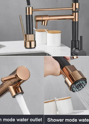 GEGVE Kitchen Faucets Removable taps Brush Brass faucet Water hydrant robinet for kitchen accessories Pull Out Spout Hot Cold
