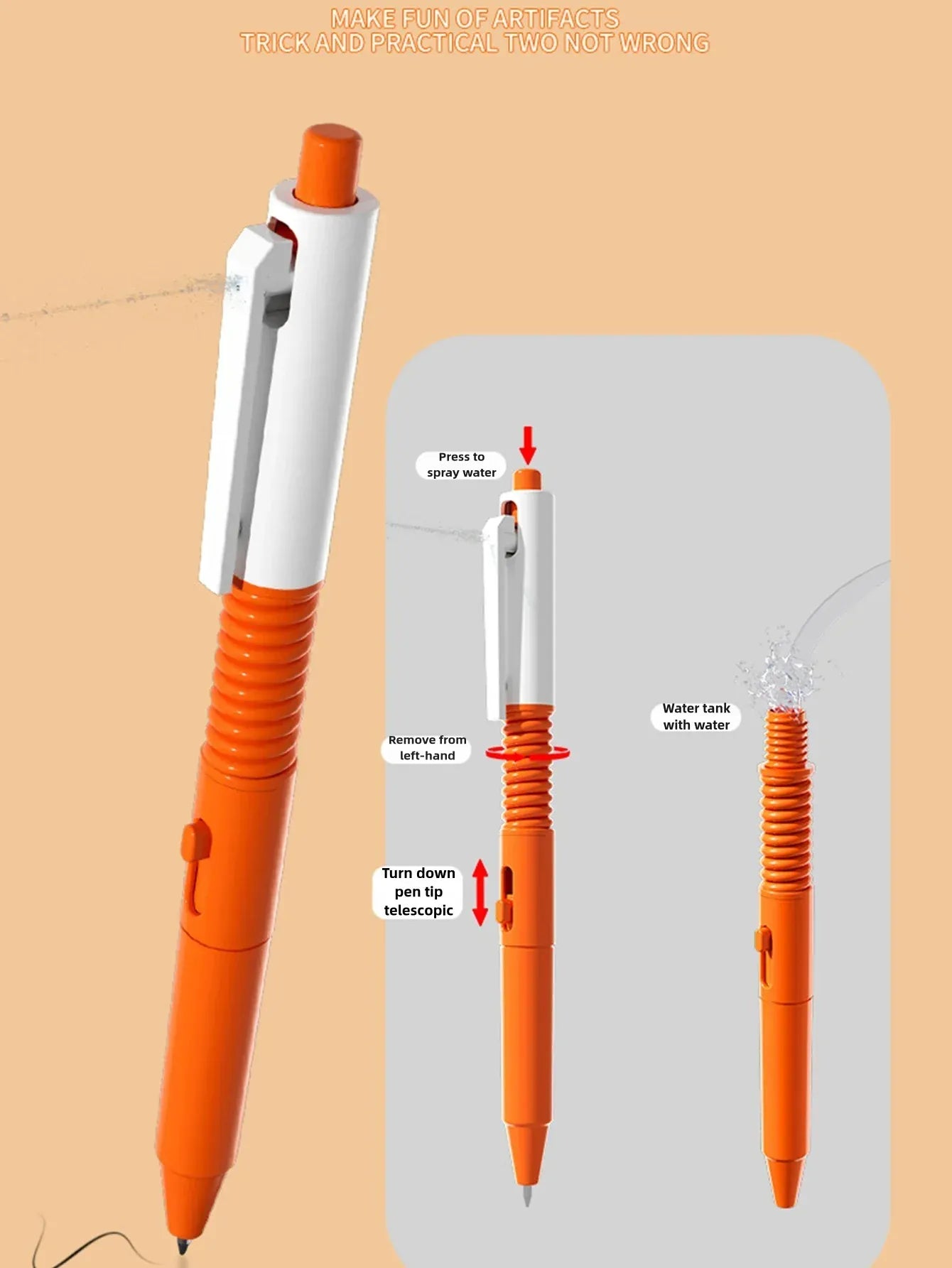 1 Piece of Trick Friend Toy Water Gun Pen, Press Spray Water, Small Water Gun for Stress Relief and Spray Water, It Is Also a Writing Pen, Suitable for Teenagers to Play Trick Games, Suitable for Various Holiday Gifts