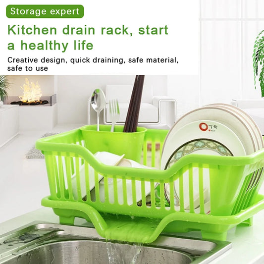Dish Drying Rack Kitchen Utensils Drainer Rack With Drain Board Countertop Dinnerware Plates Bowls Chopsticks Spoons Organizer