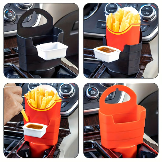 Stylishly Carry Your Fries and Sauce: 7.09" x 4.13" PVC French Fry Holder with Sauce Container