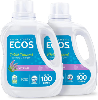 Lessive Liquide Hypoallergénique &amp; Écologique – 200 Lavages (Lot de 2) – Testée Dermatologiquement, Sans Phosphate, Vegan &amp; Certifiée EPA Safer Choice – Douce pour Peaux Sensibles