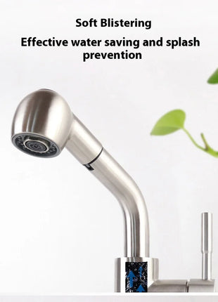 Modern Electric Faucet Brass Stainless Steel Pull-Out Wash Basin Hot Cold Water Basin Tap Touch Control for Household Bathroom