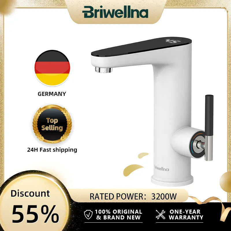 Briwellna Electric Water Heater 220V Kitchen Faucet Tankless Geysers Faucet Heater Heating Tap Instantaneous Heaters Robinet