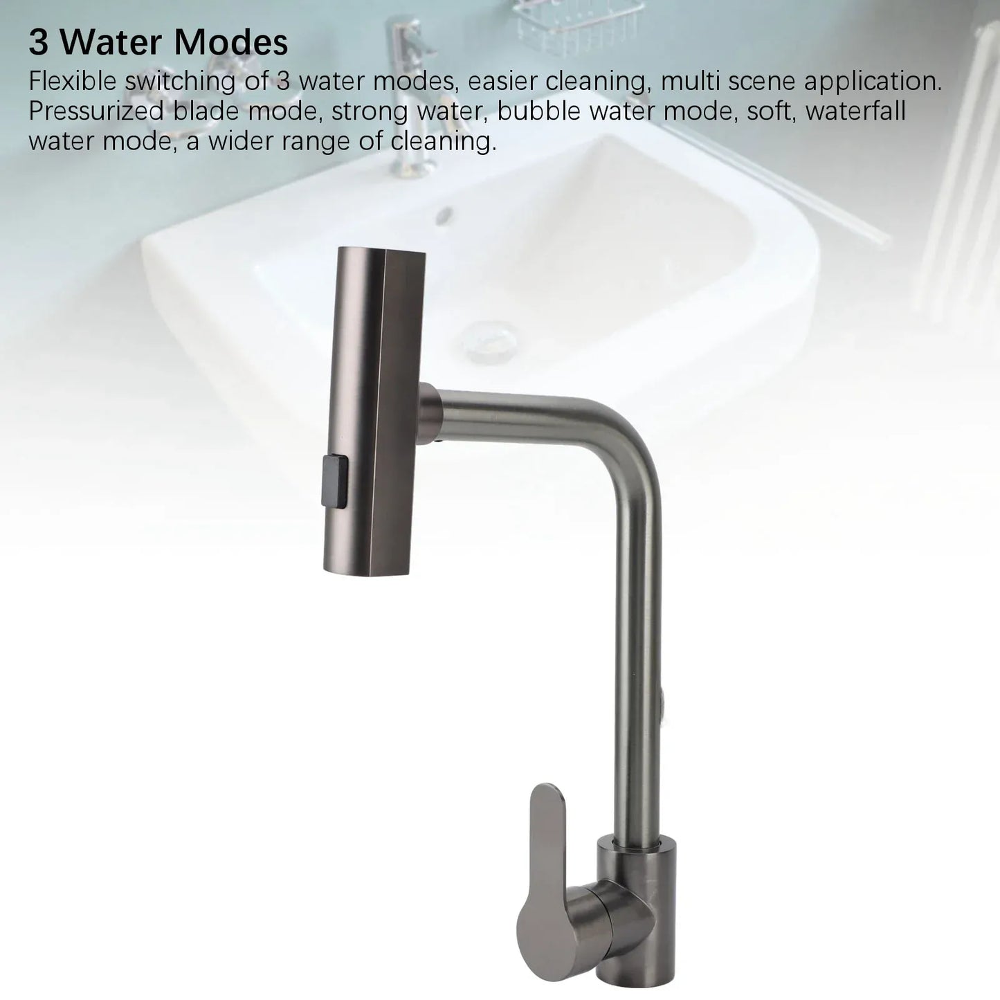 Sink Faucet Kitchen Sink Faucet Sink Faucet Rotatable 3 Function Sprayer Single Handle Hot Cold Water Kitchen Faucet for Home