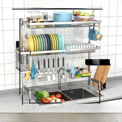 Stainl Steel 304 Kitchen Sink Di Drainer Ra Multi-Function Storage Plate Holder for Diwaing Pool above Countertop