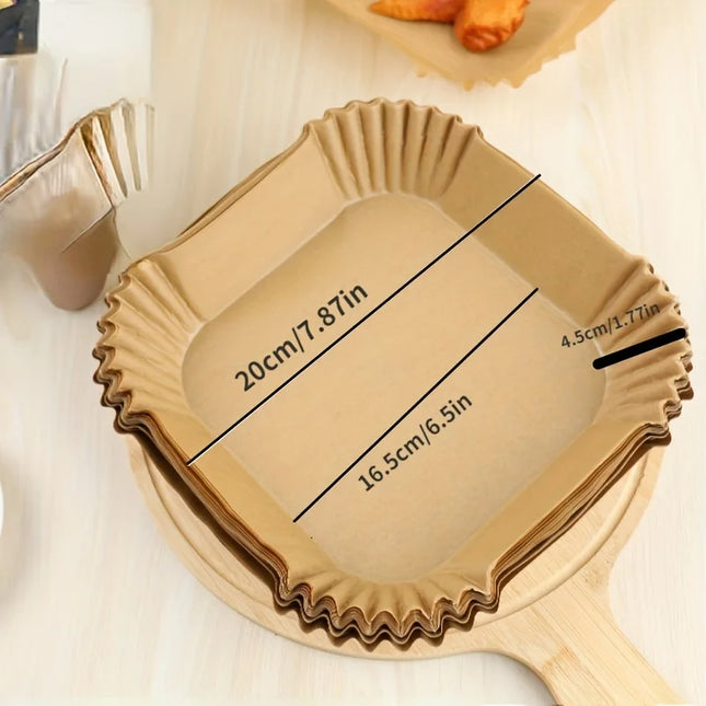Papier sulfurisé jetable pour friteuse à air chaud, résistant à l'huile et à l'eau, format rond, carré et rectangle, pour la cuisine et les fêtes.