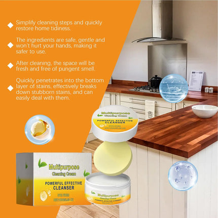 Multipurpose Cleaner Cream Powerful Decontamination Kitchen Paste Stain Remover Stain Polishing Cream for Kitchen Bathroom
