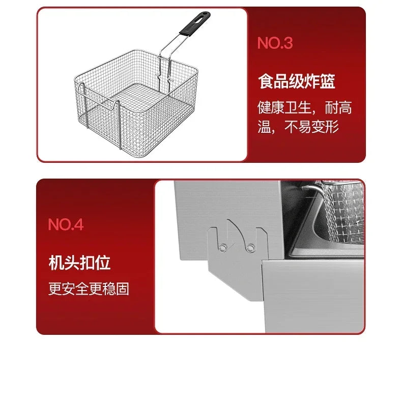 220V Professional Fryer Electric Cookware for Kitchen Deep French Fries Commercial Fryers Frying Oil Cooker Timer Arfrai AE