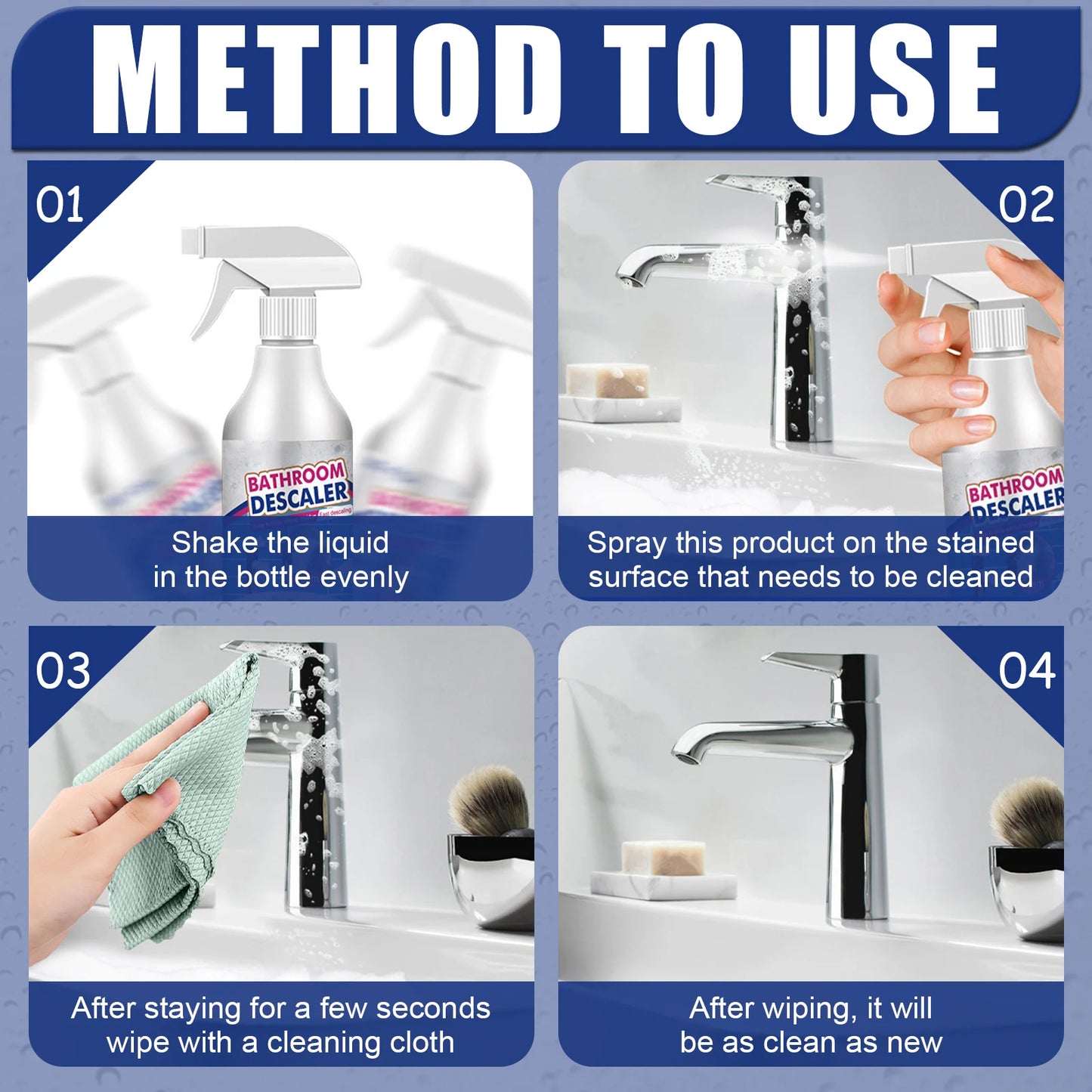 5-1pcs Bathroom Descaler Foam Cleaner Powerful Stubborn Stains Cleaner Bathtub Toilet Glass Washbasin Descaling Cleaning Spray