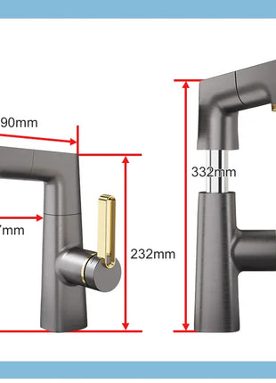 VGX Multifunctional Bathroom Faucets Pull Out Basin Mixer Sink Faucet Gourmet LED Temperature Tap 360° Tapware Crane Brass White