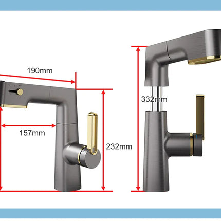 Robinet de salle de bain multifonctionnel VGX, mitigeur de lavabo extractible, robinet de lavabo avec indicateur de température LED, rotation à 360°, robinetterie Crane en laiton blanc