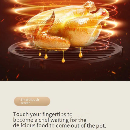 Friteuse à air chaud multifonctionnelle de grande capacité pour la maison, avec écran tactile et affichage visuel.