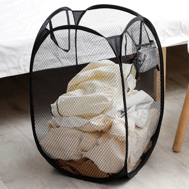 Panier à linge sale grande capacité, en maille, ventilé, pliable, portable - E-menage