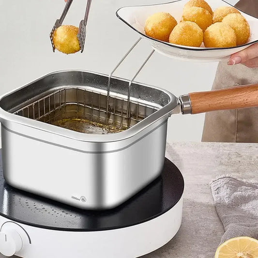 Detachable Fry Pan Stainless Steel Camping Cookware Set Multifunctional Cooking Equipment Deep Fryer Pot