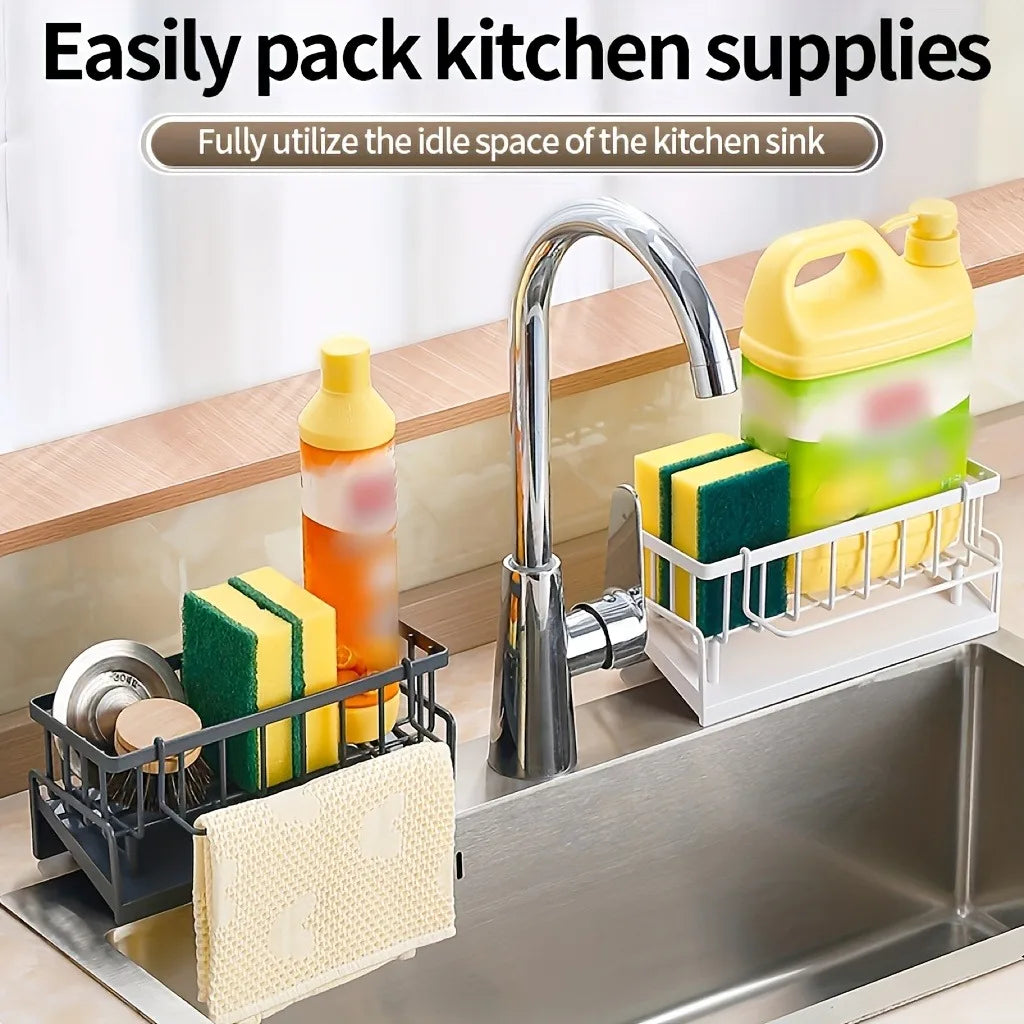 PP Dish Drainer with Sponge Holder - Space-Saving Sink Organizer for Dishes/Brushes | Kitchen Counter Storage