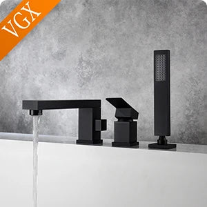 Robinet de salle de bain multifonctionnel VGX, mitigeur de lavabo extractible, robinet de lavabo avec indicateur de température LED, rotation à 360°, robinetterie Crane en laiton blanc