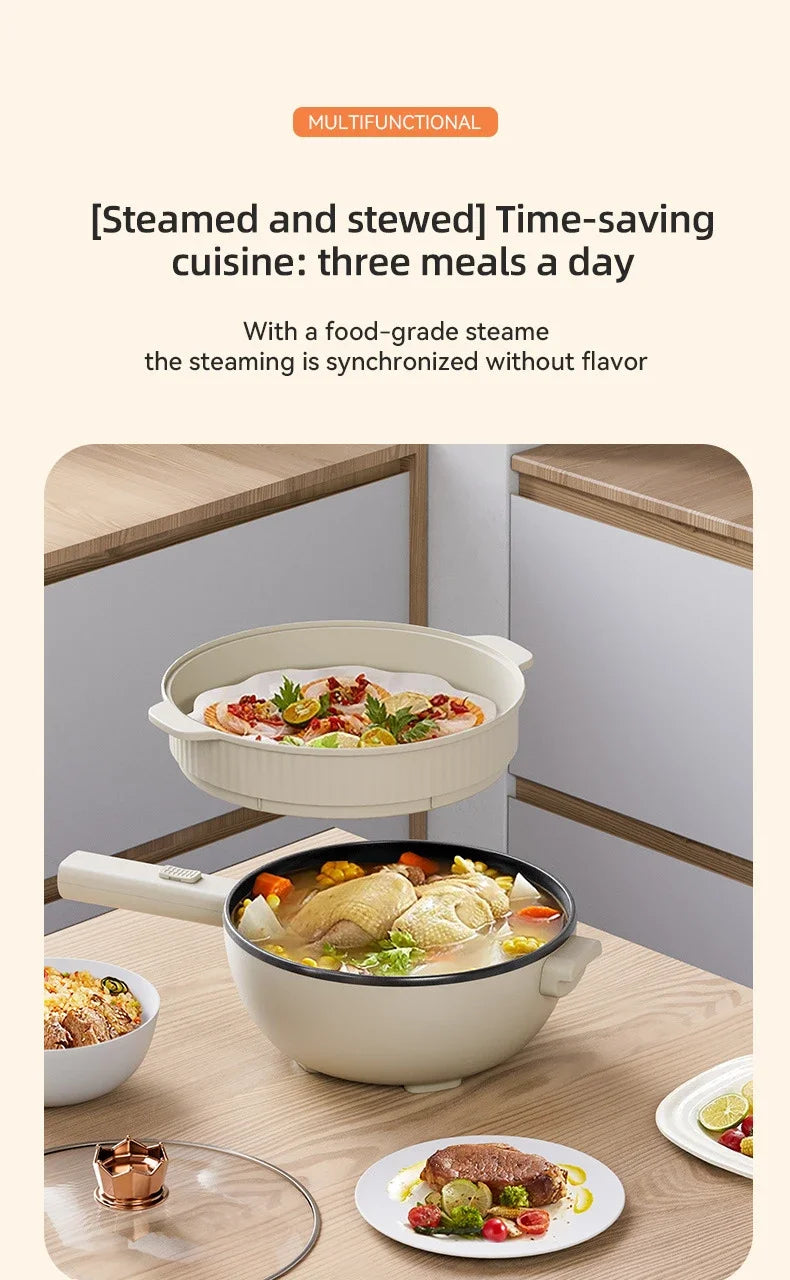 110V 220V Electric Frying Pan Household Mini Stir-frying Pot Electric Cooker Electric Cooking Pot Portable Hotpot